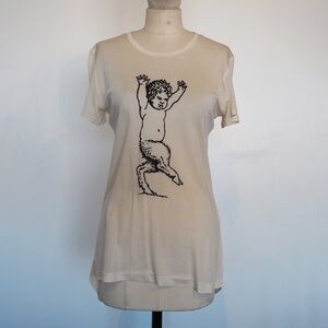 Vivienne Westwood Off-White Silk T-shirt with Baby Faun Print